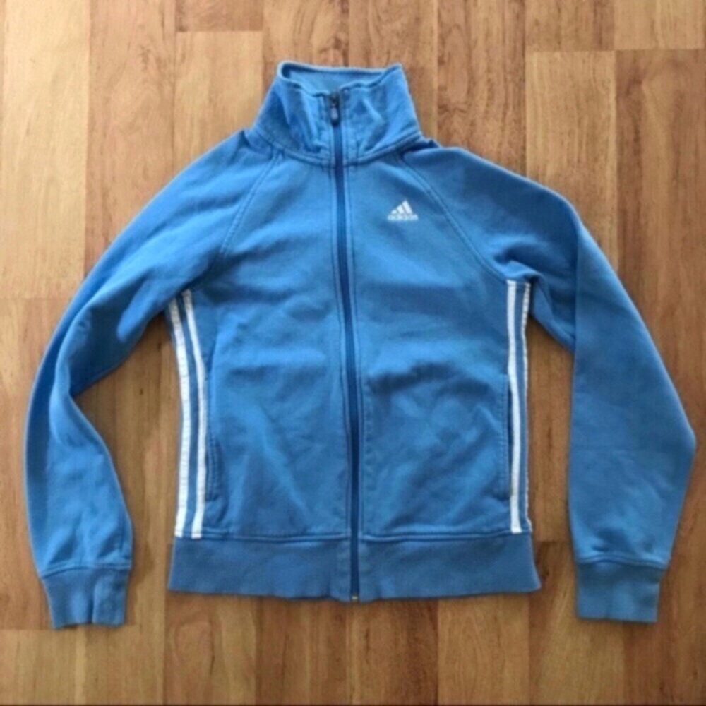 Adidas Blue Side Striped Zip-Up Jacket Size XS